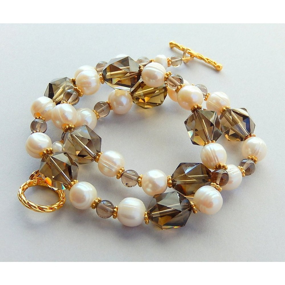 Smoky Quartz and Pearl Necklace